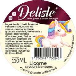 Crème glacée - Licorne - Saveurs bonbons - 110ml